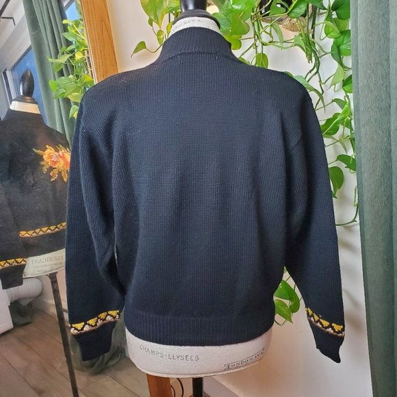 RARE | René Derhy Vintage 90s Embroidered Flower Wool Blend Sweater (Size  M) - Picture 5 of 9